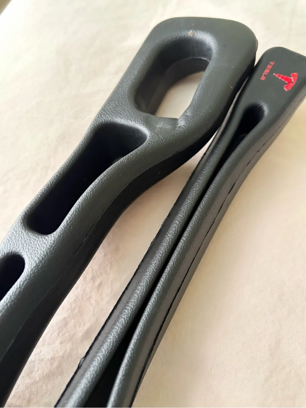 Tesla Black Shoulder Pad Pair with Red Logo Accents